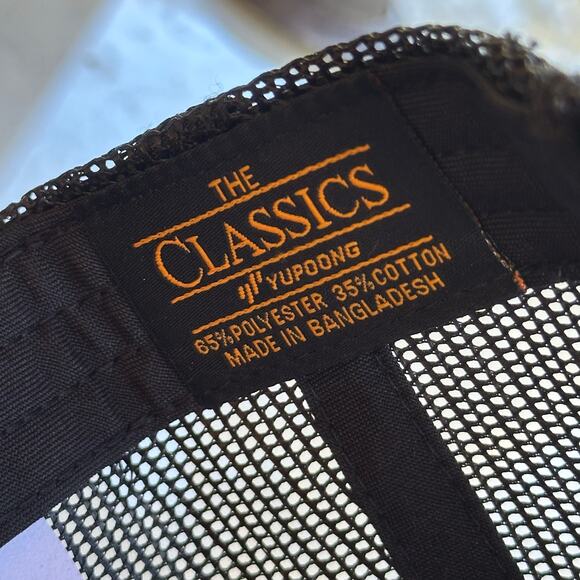 American Flag Patriotic Snap Back Hat Flat Bill Yupoong 5 Trucker Mesh Cap Dad - Picture 5 of 5